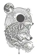 Lone Wolf moon intertwined tattoo design idea