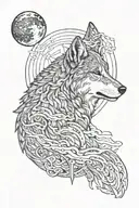 Lone Wolf moon intertwined tattoo design idea