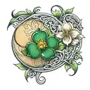 irish flower moon  tattoo design idea