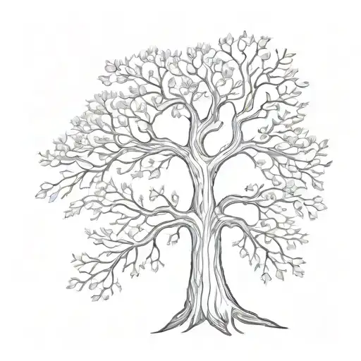 family tree silhouette tattoo design idea