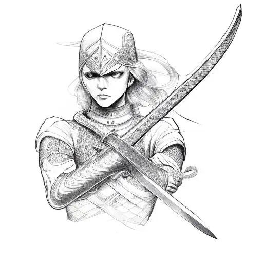 Sword with a skaled snake wrapping around it tattoo design idea