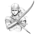 Sword with a skaled snake wrapping around it tattoo design idea