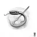 Sword with a skaled snake wrapping around it tattoo design idea