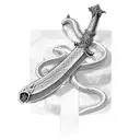 Sword with a skaled snake wrapping around it tattoo design idea