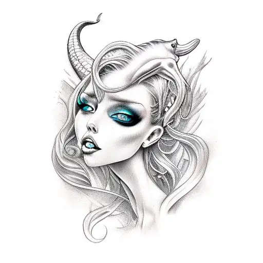 fetish mermaid dominatrix tattoo design idea