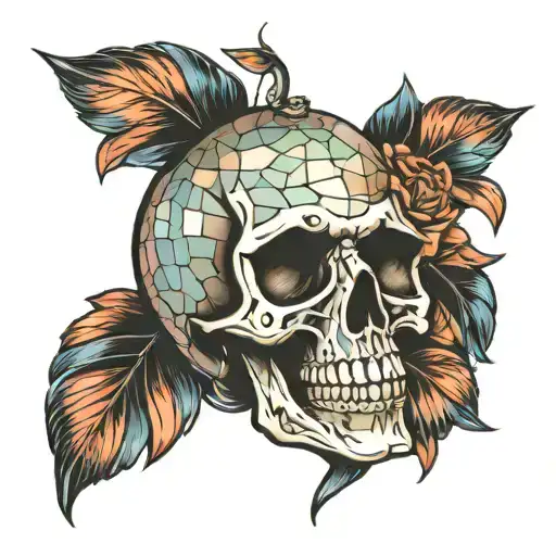 Skull made out of a disco ball tattoo design idea