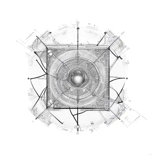 An abstract representation of the periodic table, with each element forming a unique musical instrument tattoo design idea