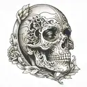 mirror skull women face tattoo design idea