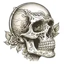 mirror skull women face tattoo design idea