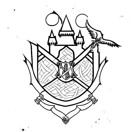 Hogwarts Castle at night tattoo design idea