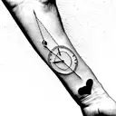 Letra S con reloj y brujula tattoo design idea