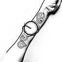 Letra S con reloj y brujula tattoo design idea