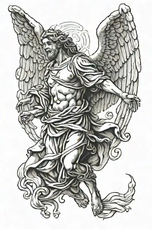 biblical angel tattoo design idea