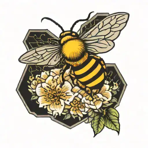 dab bee hive tattoo design idea