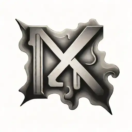 A minimalist tattoo of a single alphabet block with a small Greek symbol embedded within, using black-grey shading to create a subtle yet meaningful design tattoo design idea