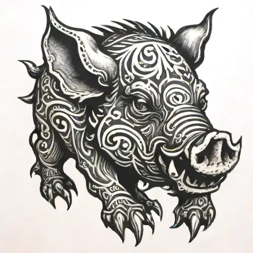 monster pig tattoo design idea