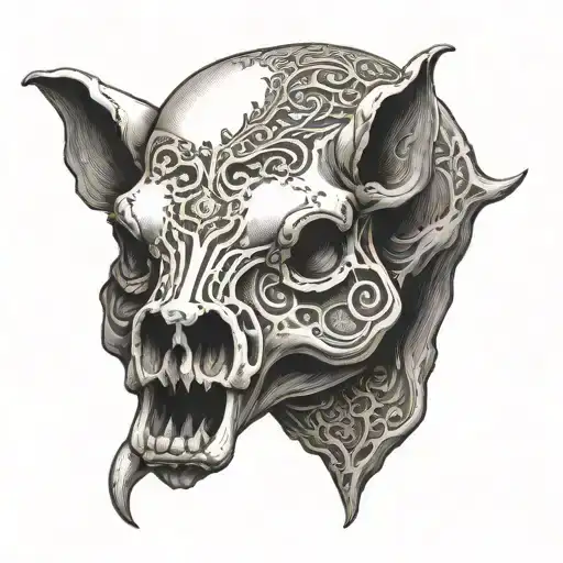 pig skull tattoo design idea