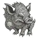 monster pig tattoo design idea