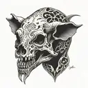 pig skull tattoo design idea
