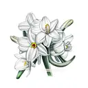 daffodil paperwhites and holly bouquet tattoo design idea