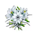 daffodil paperwhites and holly bouquet tattoo design idea