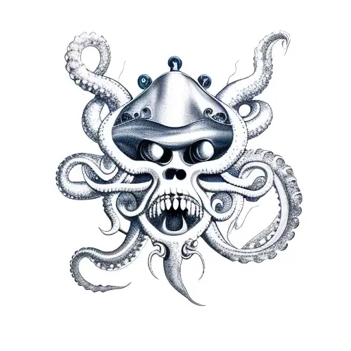kraken with a pirate ship tattoo design idea