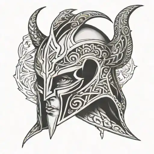 Loki helmet and dagger tattoo design idea