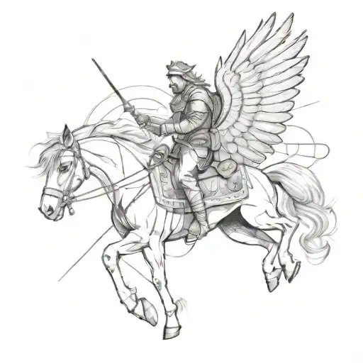 Concha del peregrino con caballo tattoo design idea