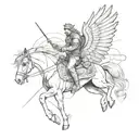 Concha del peregrino con caballo tattoo design idea