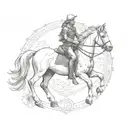 Concha del peregrino con caballo tattoo design idea
