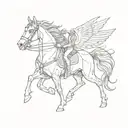 Concha del peregrino con caballo tattoo design idea