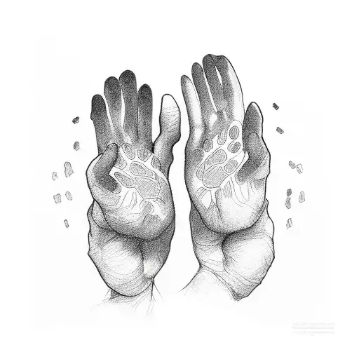 dog paws holding hand tattoo design idea