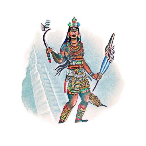 Mayan warrior woman tattoo design idea