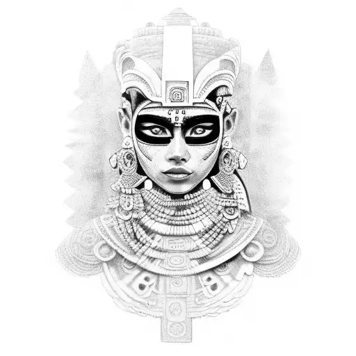 Mayan warrior woman  tattoo design idea