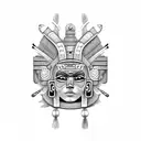 Mayan warrior woman face tattoo design idea