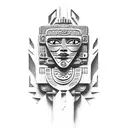 Mayan warrior woman face tattoo design idea