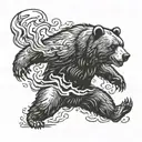 Bear throwing Molotov tattoo design idea