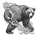 Bear throwing Molotov tattoo design idea
