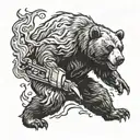 Bear throwing Molotov tattoo design idea