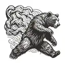 Bear throwing Molotov tattoo design idea