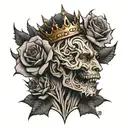 cesar crown roses spines crown around him tattoo design idea