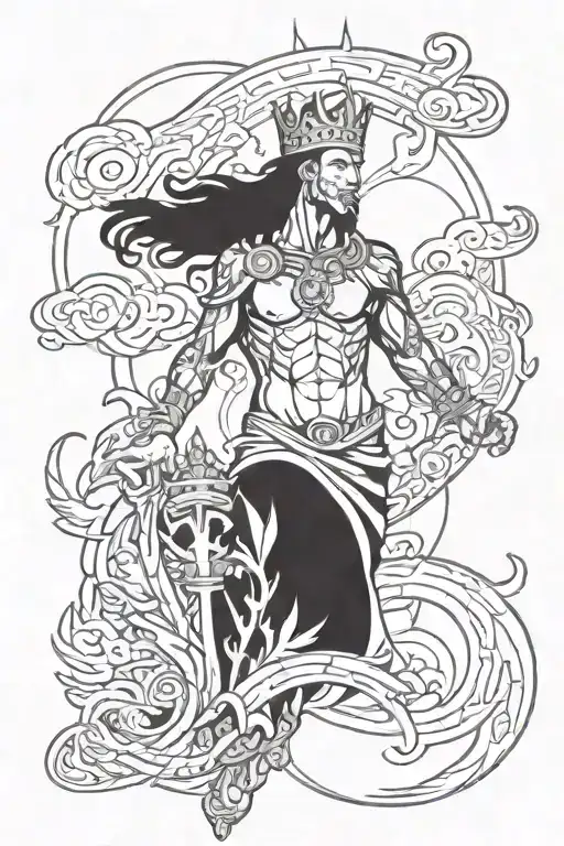 atlantis tattoo with king tattoo design idea