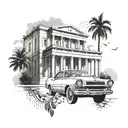 Incorporate Greek architecture and classic car designs in a tattoo that symbolizes the client's passion for both interests tattoo design idea