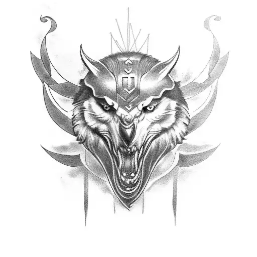 odin 2 ravens 3 wolves tattoo design idea