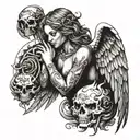 angel with demon wings tattoo design idea