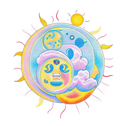 Sun and Moon tattoo design idea