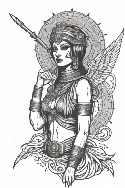 isis goddess pinup girl. simple. tattoo design idea