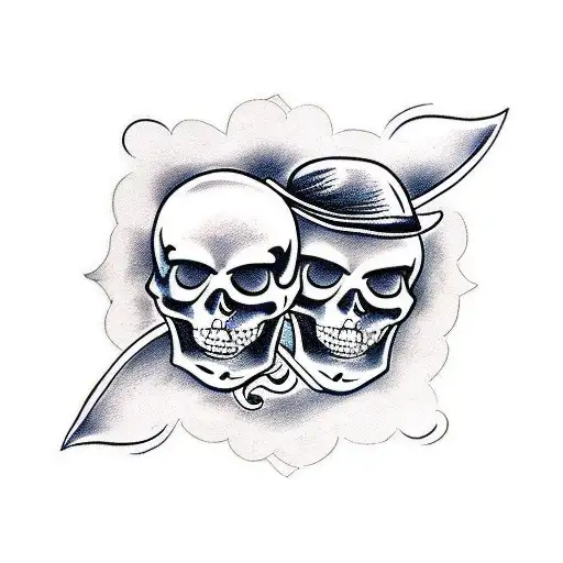 two skeletons dancing  tattoo design idea