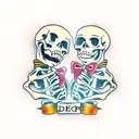 two skeletons dancing  tattoo design idea