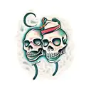 two skeletons dancing  tattoo design idea